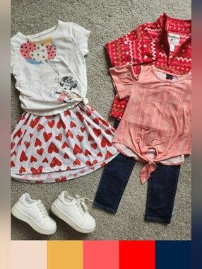 Girls 4T Mix & Match Bundle | Disney, Minnie, Denim, Hearts, School | 5 Pieces